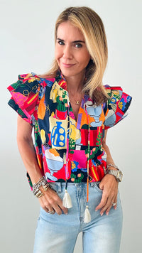 Summer Essentials Ruffled Detail Blouse-110 Short Sleeve Tops-THML-Coastal Bloom Boutique, find the trendiest versions of the popular styles and looks Located in Indialantic, FL