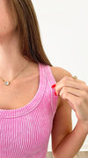 Washed Ribbed Tank Top - Candy Pink-100 Sleeveless Tops-Zenana-Coastal Bloom Boutique, find the trendiest versions of the popular styles and looks Located in Indialantic, FL