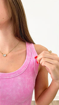 Washed Ribbed Tank Top - Candy Pink-100 Sleeveless Tops-Zenana-Coastal Bloom Boutique, find the trendiest versions of the popular styles and looks Located in Indialantic, FL
