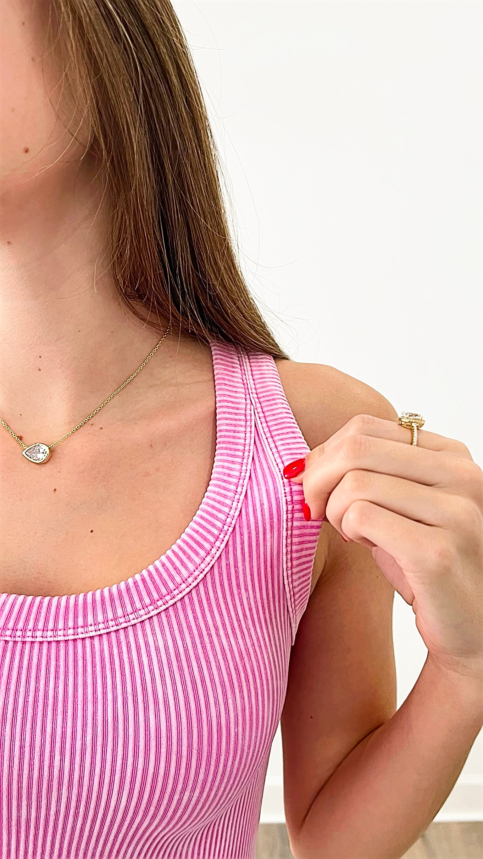 Washed Ribbed Tank Top - Candy Pink-100 Sleeveless Tops-Zenana-Coastal Bloom Boutique, find the trendiest versions of the popular styles and looks Located in Indialantic, FL