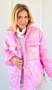 Glowing Luxe Puffer Jacket - Pink-140 Sweaters-Rousseau-Coastal Bloom Boutique, find the trendiest versions of the popular styles and looks Located in Indialantic, FL