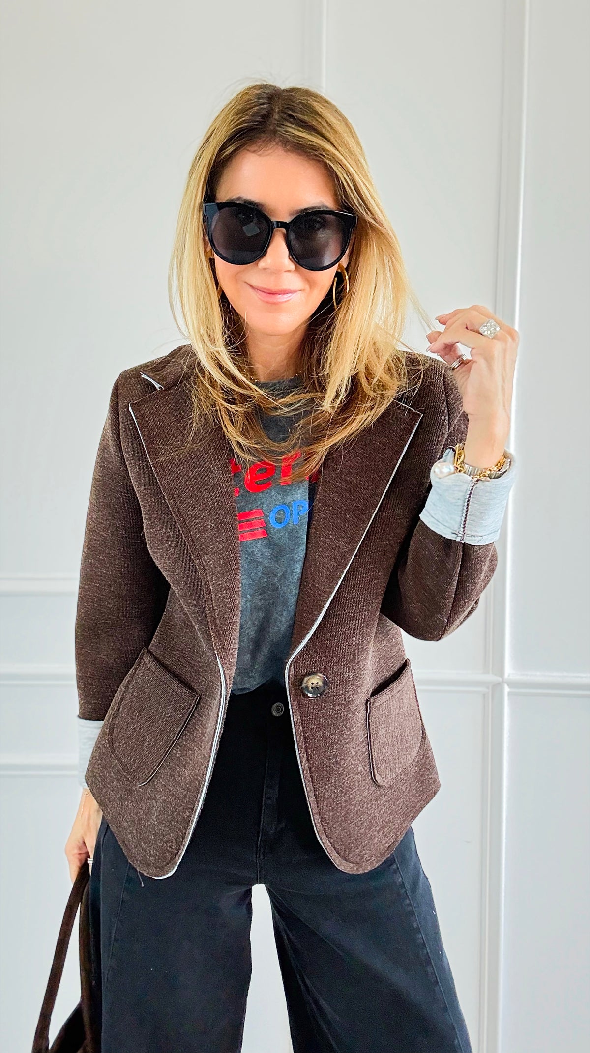 Italian Double Take Blazer-160 Jackets-BONITO SRL-Coastal Bloom Boutique, find the trendiest versions of the popular styles and looks Located in Indialantic, FL