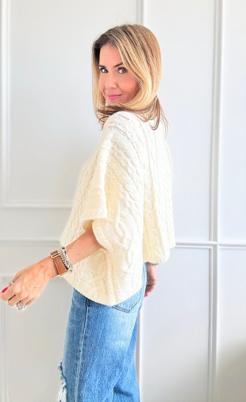 Turtle Neck Cable Knit Sweater - Ivory-140 Sweaters-LALAVON-Coastal Bloom Boutique, find the trendiest versions of the popular styles and looks Located in Indialantic, FL