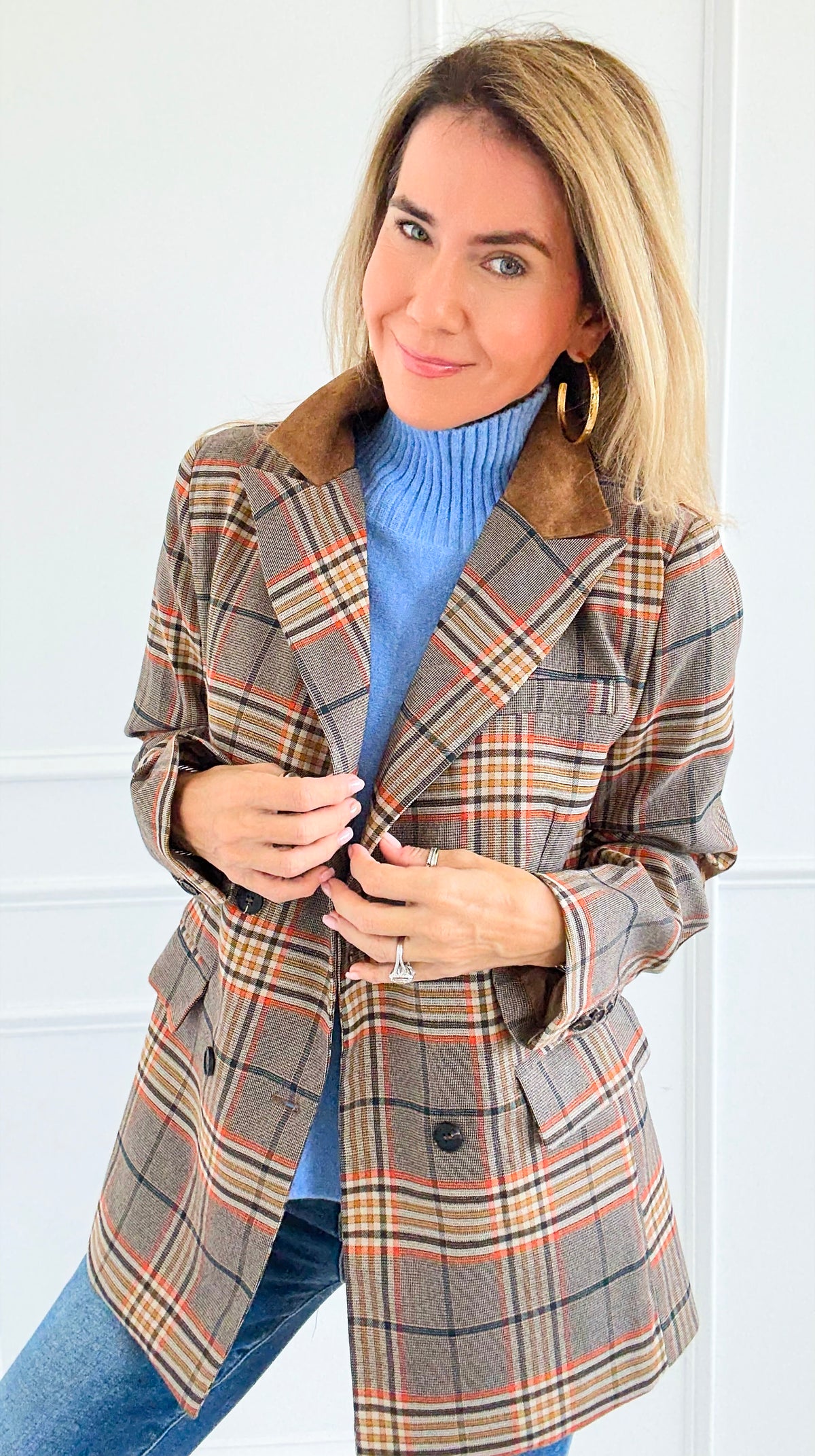 Autumn Lecture Elbow Patch Blazer-160 Jackets-JODIFL-Coastal Bloom Boutique, find the trendiest versions of the popular styles and looks Located in Indialantic, FL