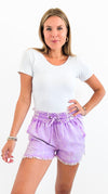 Tencel Mineral Washed Shorts - B Lavender-170 Bottoms-Zenana-Coastal Bloom Boutique, find the trendiest versions of the popular styles and looks Located in Indialantic, FL