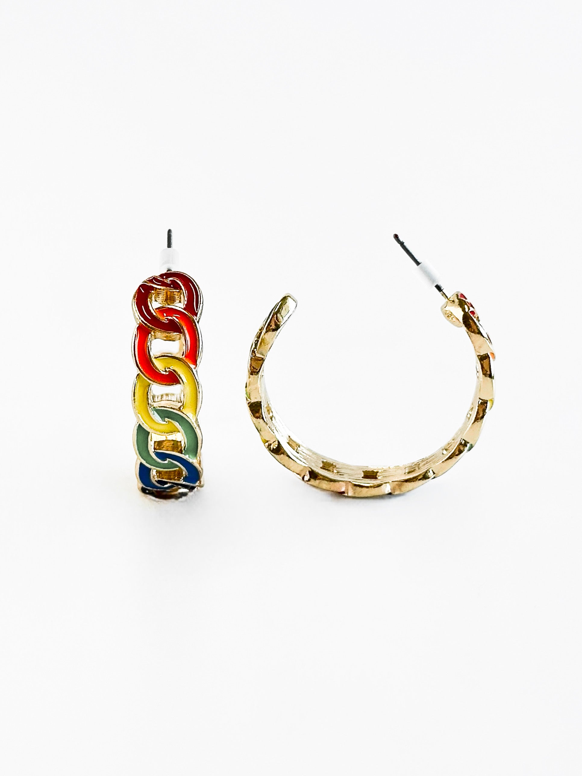 Colorful Link Open Earrings-230 Jewelry-joia-Coastal Bloom Boutique, find the trendiest versions of the popular styles and looks Located in Indialantic, FL