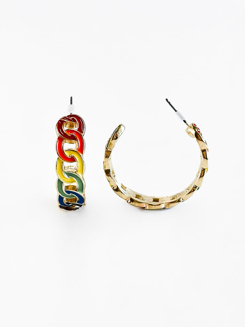 Colorful Link Open Earrings-230 Jewelry-joia-Coastal Bloom Boutique, find the trendiest versions of the popular styles and looks Located in Indialantic, FL