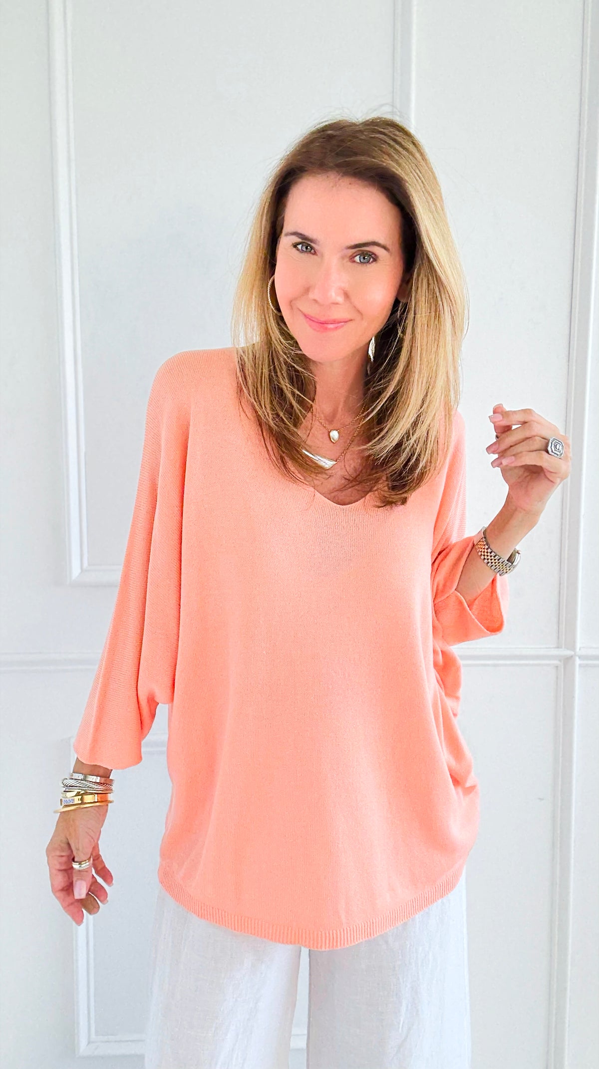 Sundays Ribbed Italian Top - Melon-130 Long Sleeve Tops-Italianissimo-Coastal Bloom Boutique, find the trendiest versions of the popular styles and looks Located in Indialantic, FL