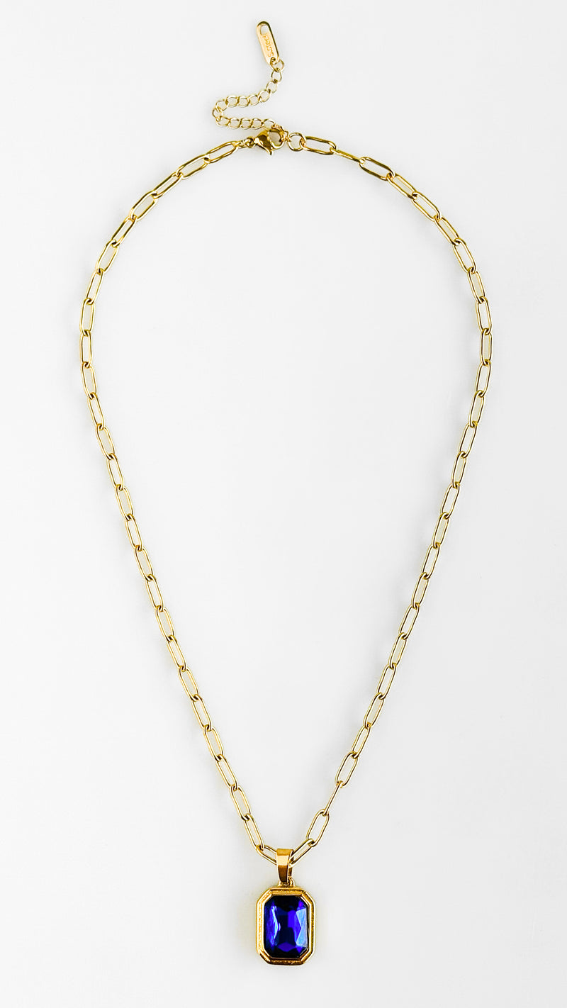 Vintage Paperclip Necklace - Sapphire-230 Jewelry-Chasing Bandits-Coastal Bloom Boutique, find the trendiest versions of the popular styles and looks Located in Indialantic, FL