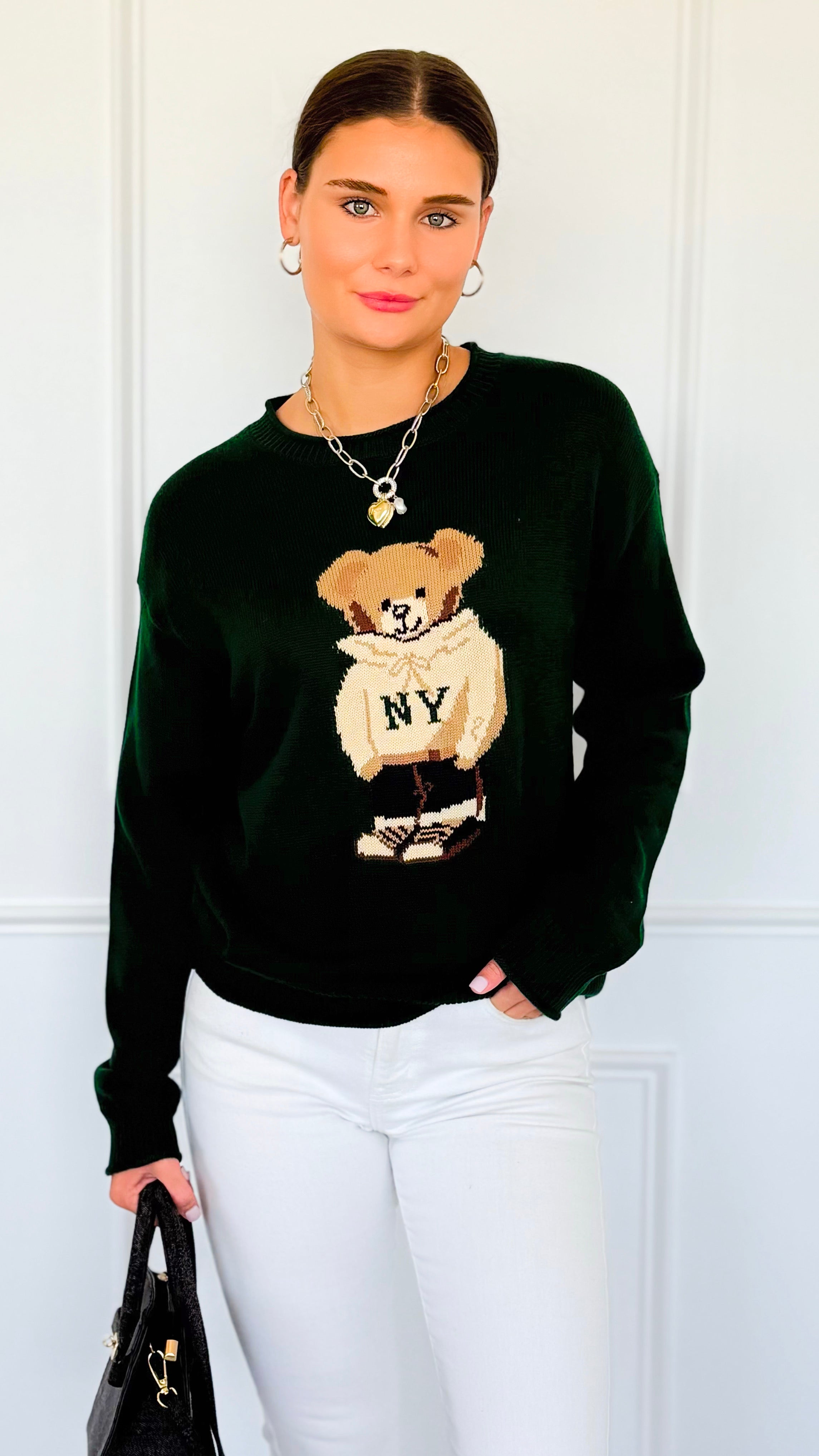 City Explorer Bear Sweater - Green-140 Sweaters-Gilli-Coastal Bloom Boutique, find the trendiest versions of the popular styles and looks Located in Indialantic, FL