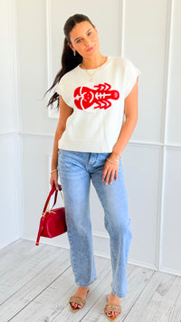 Lobster Embroidered Vest-150 Cardigans/Layers-Dreamers-Coastal Bloom Boutique, find the trendiest versions of the popular styles and looks Located in Indialantic, FL