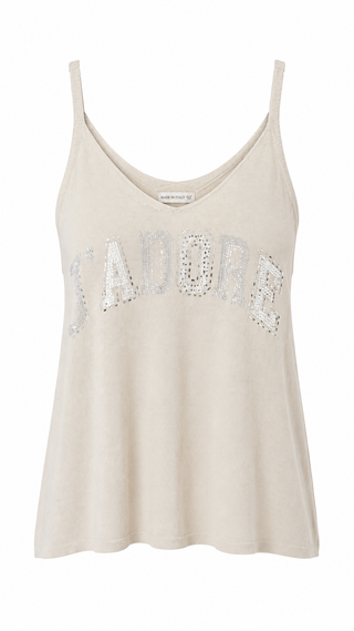 Paris Calling Italian Tank Top- Beige