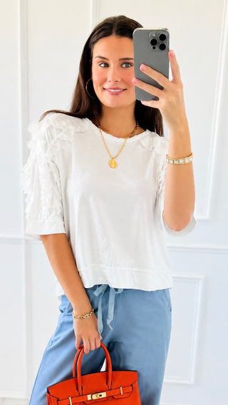 Ruffle Ready Italian Top - White