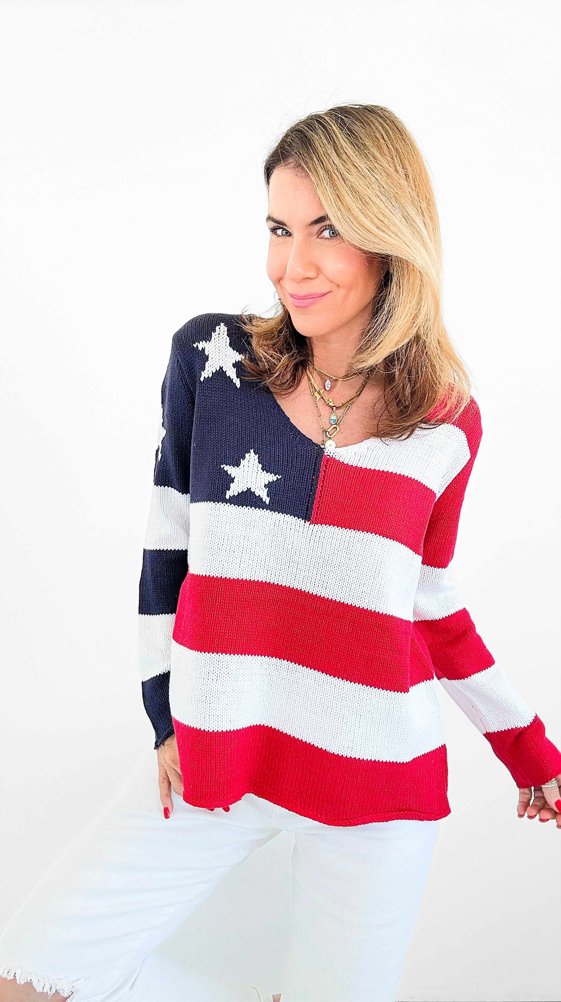 American Dream Sweater-140 Sweaters-MIRACLE-Coastal Bloom Boutique, find the trendiest versions of the popular styles and looks Located in Indialantic, FL