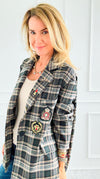 Bee Chic Italian Blazer- Gray-160 Jackets-TATTOO Z-Coastal Bloom Boutique, find the trendiest versions of the popular styles and looks Located in Indialantic, FL