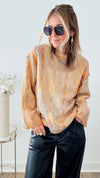 Metallic Cable Knit Relaxed Sweater - Metallic Copper-140 Sweaters-JODIFL-Coastal Bloom Boutique, find the trendiest versions of the popular styles and looks Located in Indialantic, FL