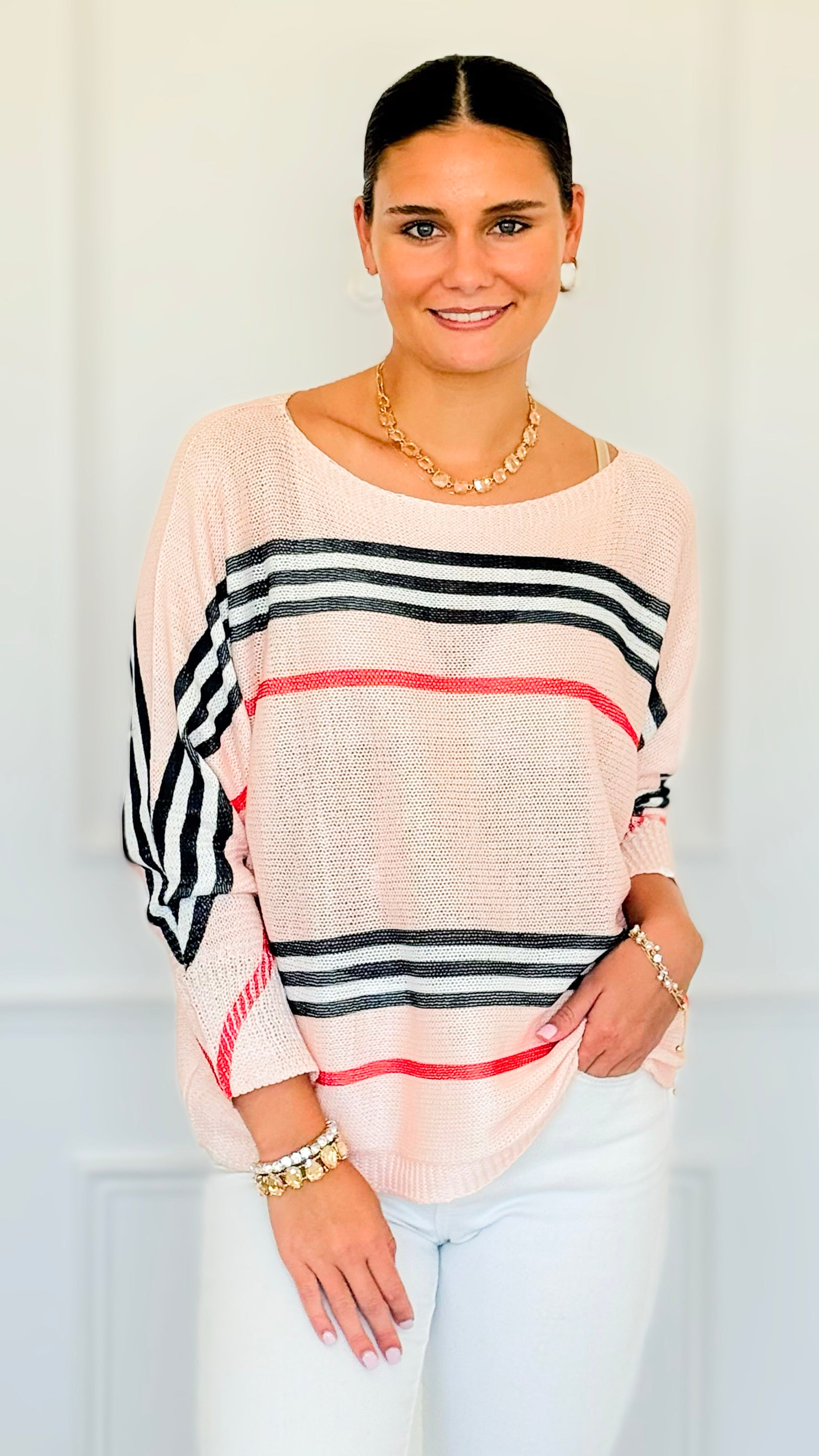 Iconic Striped Italian St Tropez Knit-140 Sweaters-SORPRESA-Coastal Bloom Boutique, find the trendiest versions of the popular styles and looks Located in Indialantic, FL
