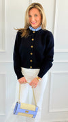 Chic Ruffle Button Down Cardigan-150 Cardigans/Layers-LALAVON-Coastal Bloom Boutique, find the trendiest versions of the popular styles and looks Located in Indialantic, FL