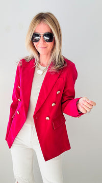 Double Breasted Velvet Blazer-160 Jackets-Dolce Cabo-Coastal Bloom Boutique, find the trendiest versions of the popular styles and looks Located in Indialantic, FL