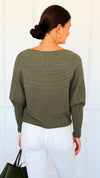 Ribbed Italian Pullover- Olive-140 Sweaters-Italianissimo-Coastal Bloom Boutique, find the trendiest versions of the popular styles and looks Located in Indialantic, FL