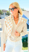 Checker Rush Puffer Vest - Khaki-160 Jackets-Blu Pepper-Coastal Bloom Boutique, find the trendiest versions of the popular styles and looks Located in Indialantic, FL