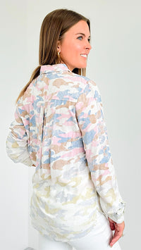 Pastel Mirage Button Down Top-130 Long Sleeve Tops-mystree-Coastal Bloom Boutique, find the trendiest versions of the popular styles and looks Located in Indialantic, FL