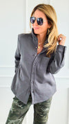 Eileen Fall Shacket - Dark Grey-160 Jackets-Rosio-Coastal Bloom Boutique, find the trendiest versions of the popular styles and looks Located in Indialantic, FL