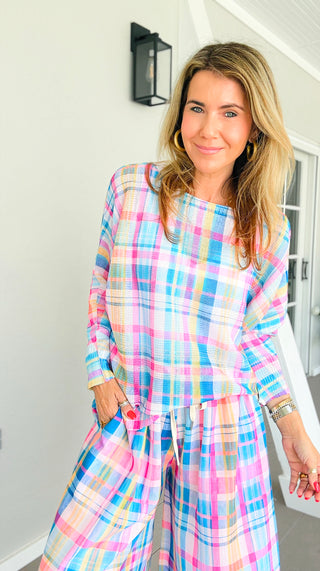 Vibrant Plaid Italian St Tropez Knit