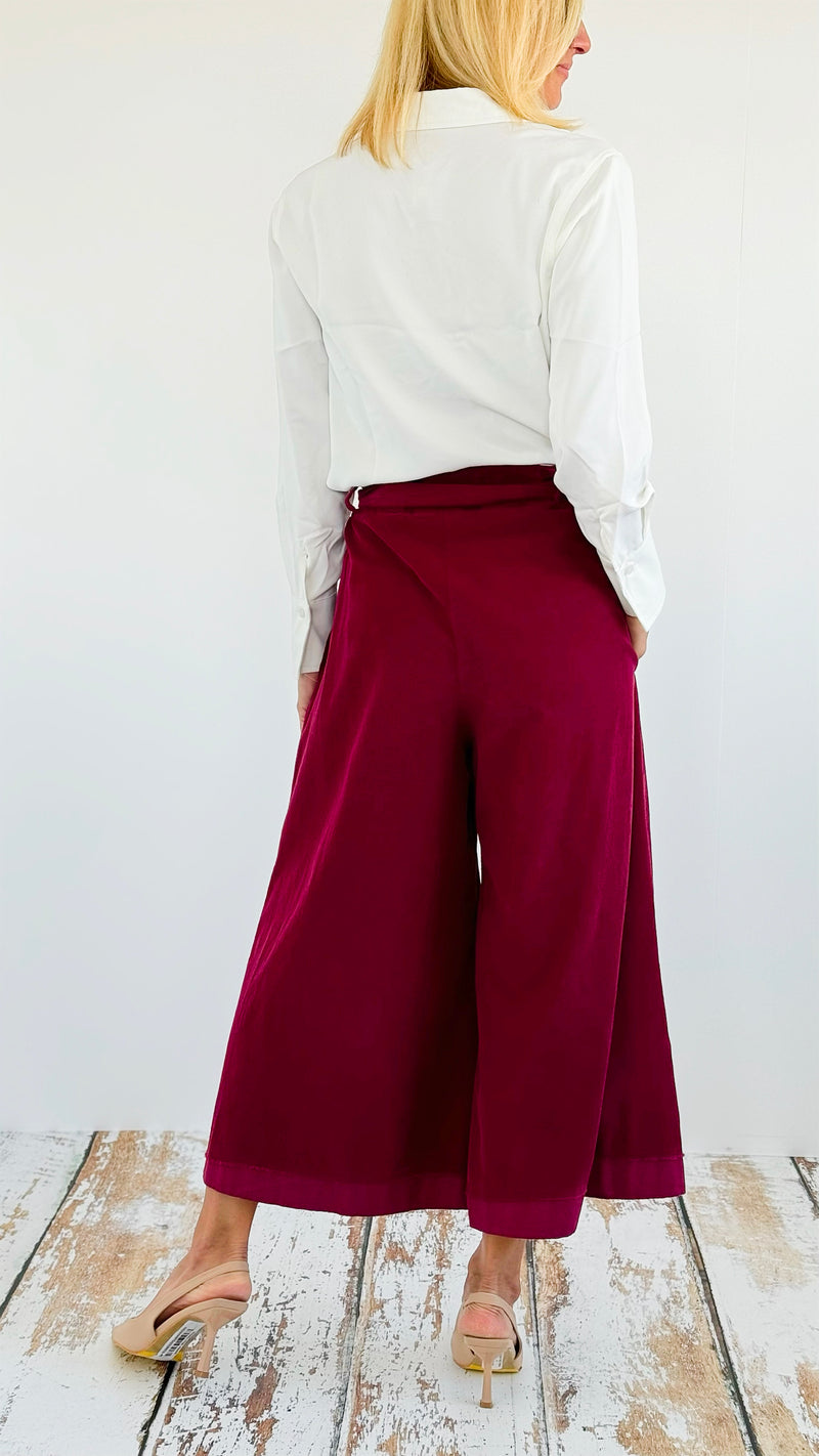 Happy Fall Italian Palazzos- Burgundy-100 Pants-Italianissimo-Coastal Bloom Boutique, find the trendiest versions of the popular styles and looks Located in Indialantic, FL