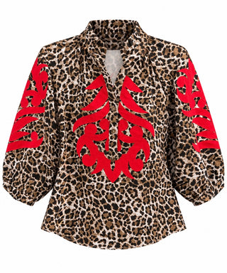 Artisan Accent Top - Leopard/Red