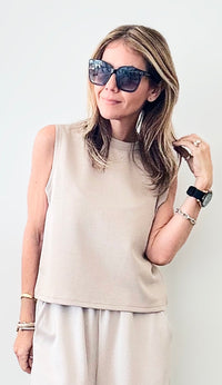Butter Modal Round Neck Top - Taupe-100 Sleeveless Tops-Before You-Coastal Bloom Boutique, find the trendiest versions of the popular styles and looks Located in Indialantic, FL