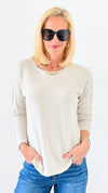 Soho Italian Boatneck Pullover - Ecru-140 Sweaters-Italianissimo-Coastal Bloom Boutique, find the trendiest versions of the popular styles and looks Located in Indialantic, FL