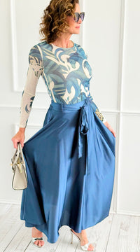 Azure Dream Italian Maxi Skirt- Slate Blue-170 Bottoms-AZUL MONACO-Coastal Bloom Boutique, find the trendiest versions of the popular styles and looks Located in Indialantic, FL