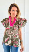 Petal Pop Ruffle Sleeve Blouse-110 Short Sleeve Tops-entro-Coastal Bloom Boutique, find the trendiest versions of the popular styles and looks Located in Indialantic, FL