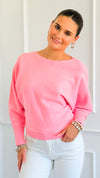Sunday Muse Dolman Knit Sweater - Bubble Gum-140 Sweaters-she + sky-Coastal Bloom Boutique, find the trendiest versions of the popular styles and looks Located in Indialantic, FL
