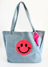 Happy Patch Denim Italian Tote Bag-240 Bags-MOOIJ-Coastal Bloom Boutique, find the trendiest versions of the popular styles and looks Located in Indialantic, FL