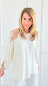 Whisper Light Embroidered Sleeve Top-130 Long Sleeve Tops-Rousseau-Coastal Bloom Boutique, find the trendiest versions of the popular styles and looks Located in Indialantic, FL
