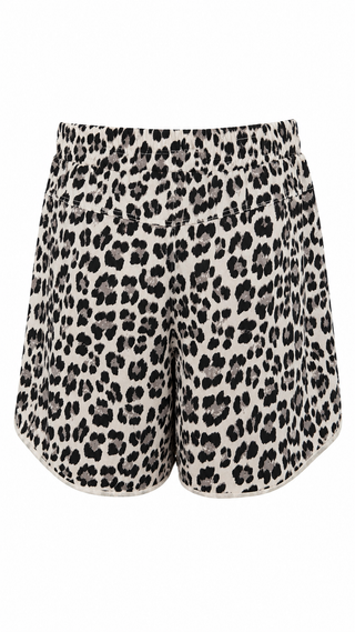 Leopard Studded Pocket Italian Jogger Shorts- Beige