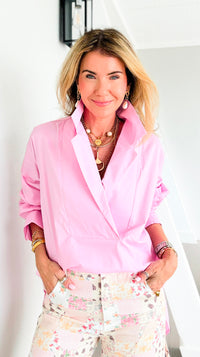 Bacall Italian Long Sleeve Top- Pink