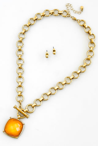 Radiant Glow Pendant - Mustard/Gold-230 Jewelry-GS JEWELRY-Coastal Bloom Boutique, find the trendiest versions of the popular styles and looks Located in Indialantic, FL