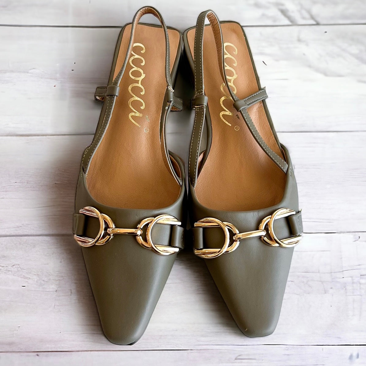 Horsebit Sling Back Flat - Khaki-250 Shoes-CCOCCI-Coastal Bloom Boutique, find the trendiest versions of the popular styles and looks Located in Indialantic, FL