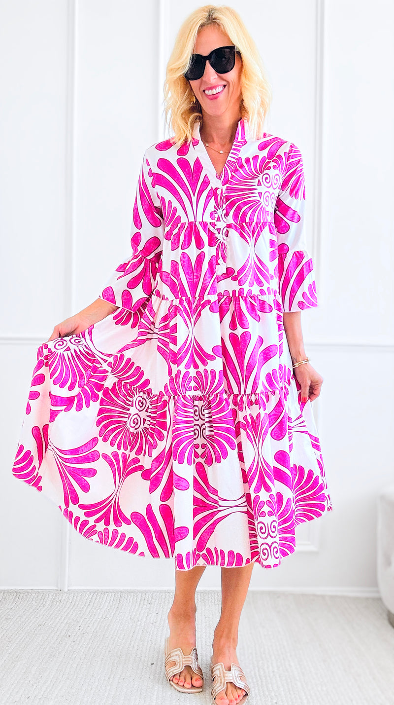Tiered Ruffled Printed Long Sleeve Dress-200 Dresses/Jumpsuits/Rompers-Sundayup-Coastal Bloom Boutique, find the trendiest versions of the popular styles and looks Located in Indialantic, FL