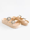 Stone Buckle Double-Strap Sandals - Nude-250 Shoes-H2K TRADING-Coastal Bloom Boutique, find the trendiest versions of the popular styles and looks Located in Indialantic, FL