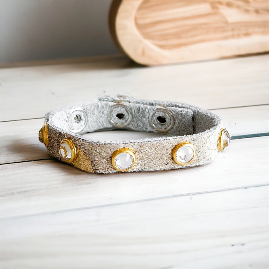 Leather Clear Station Stones Thin Bracelet-230 Jewelry-Charlie Leather-Coastal Bloom Boutique, find the trendiest versions of the popular styles and looks Located in Indialantic, FL