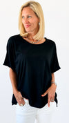 Everyday Italian Relaxed Top-Black-110 short Sleeve Top-Italianissimo-Coastal Bloom Boutique, find the trendiest versions of the popular styles and looks Located in Indialantic, FL