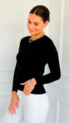 Second Skin Long Sleeve Top - Black-130 Long Sleeve Tops-YELETE-Coastal Bloom Boutique, find the trendiest versions of the popular styles and looks Located in Indialantic, FL