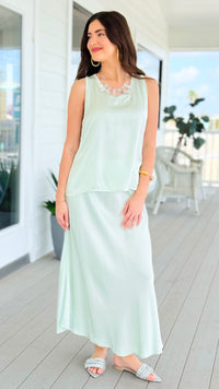 Just My Type Italian Skirt- Sage