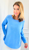 Soho Italian Boatneck Pullover - Periwinkle-140 Sweaters-Italianissimo-Coastal Bloom Boutique, find the trendiest versions of the popular styles and looks Located in Indialantic, FL