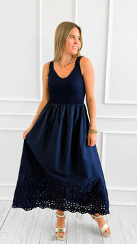 Moonlight Stroll Eyelet Dress-200 Dresses/Jumpsuits/Rompers-Blu Pepper-Coastal Bloom Boutique, find the trendiest versions of the popular styles and looks Located in Indialantic, FL