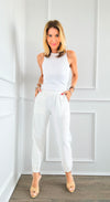 Santorini By Day High Low Cuff Pant - White-180 Joggers-Joh Apparel-Coastal Bloom Boutique, find the trendiest versions of the popular styles and looks Located in Indialantic, FL